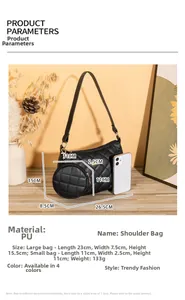 Borsa a tracolla trapuntata e borsellino 23x7,5x15cm con specifiche dei materiali