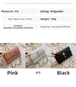 Dimensions détaillées des sacs bandoulière matelassés avec breloques en perles
