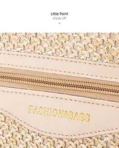Close-up of woven texture and zipper detail with leather trim on casual backpack
