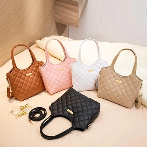 Sac Cabas Matelassé À Losanges Pour Femmes En Cuir PU Grande Capacité À Main Avec Bandoulière Amovible Élégant
