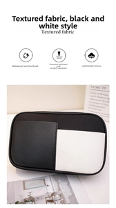 Trousse de maquillage noir et blanc imperméable et résistante aux rayures avec zip