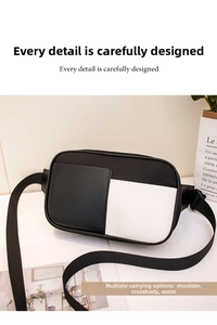 Détail de la sangle tissée réglable et du cuir bicolore sur le sac banane de sport tendance
