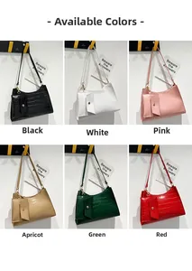 Selection of crocodile pattern shoulder bags in six vibrant colors for women