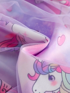 Jupe tutu arc-en-ciel pour fille avec imprimé licorne et couches de tulle violettes