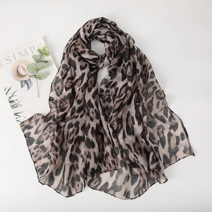 Classic leopard print lightweight scarf shawl for women with elegant flat lay styling
