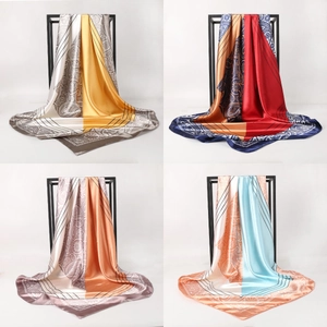 Vintage Paisley Print Satin Square Scarf For Women Large Silk Texture Neck Scarf Shawl For Office Daily Travel Wrap