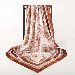 Elegante Foulard Quadrato In Satin Toile De Jouy Stampa Animali Della Giungla Accessorio Per Capelli Retro Per Donna