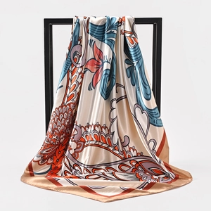 Dames Casual Paisley Bloemenprint Satijn Vierkante Sjaal Vintage Etnisch Hoofddoek Grote Lichtgewicht Sjaal Haaraccessoire