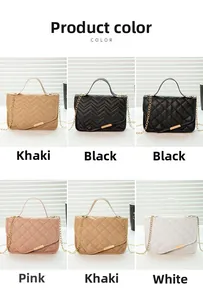 Detailed grid showing quilted chain bags with V-shape and diamond patterns in multi-colors