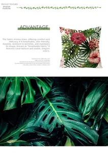 Detailed view of tropical monstera leaf and hibiscus floral print on breathable polyester fabric