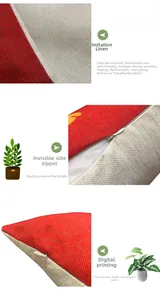 Detail of faux linen pillowcase with geometric prints and invisible side zipper closure