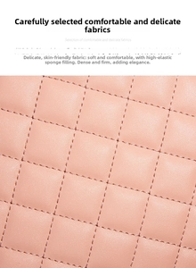 Detailed macro view of pink quilted faux leather texture with high-density sponge padding