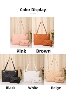 Detail of quilted diamond pattern and metallic ring hardware on 2-in-1 tote bag