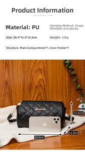 Detaillierte Größentabelle für die gesteppte Zylindertasche aus schwarzem PU-Leder