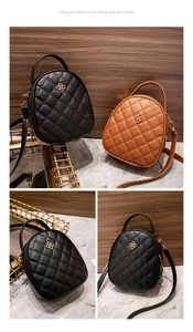 Détails de mini sacs matelassés en cuir PU noir et marron avec logo floral en métal doré