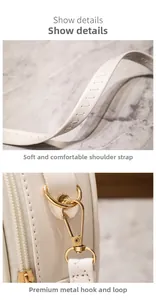 Détails du sac en cuir grainé blanc avec ferrures dorées et coutures renforcées