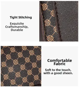 Detailed view of precise stitching and premium brown floral texture on luxury crossbody bag