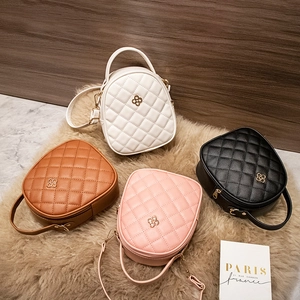 Petit Sac à Dos Matelassé Losanges pour Femme PU Mini Sac Bandoulière Boucles Fleurs Dorées Sac Mode Décontracté