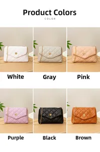 Multiple color options of embroidered crossbody bags with diamond quilting and gold chains