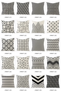 Collection of twenty black and white geometric pattern polyester square pillow covers