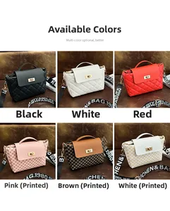 Grid display showing quilted and printed bucket bags in six different colors and patterns