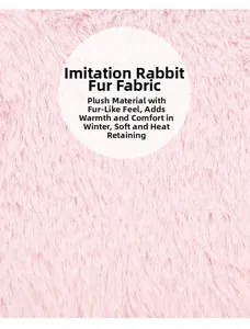 Close-up of soft pink faux rabbit fur material showing thick plush texture and warmth
