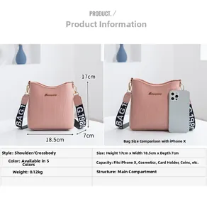 Detailed dimension guide and size comparison of the pink croc-effect crossbody bucket bag
