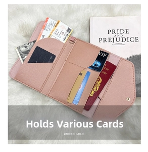 Pink passport wallet interior featuring multiple card slots and document compartments