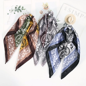 Square Scarf Faux Satin Satin Paisley Print Vintage Ethnic Neck Head Wrap For Women Elegant Fashion Accessory