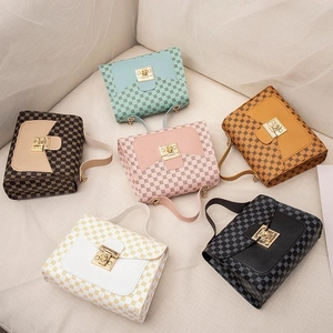 Mini handbag set with vintage monogram prints and metal lock in six assorted colors
