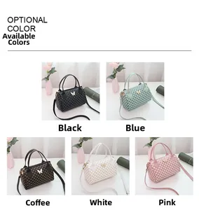 Collection of cylinder bags with checkered pattern, metal butterfly and dual handles