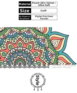 Close-up of mandala wall tapestry with digital printing on soft peach skin fabric