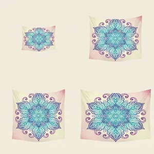 Mandala bohemian tapestry size chart comparison in four different dimensions