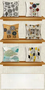 Detailed display of assorted floral and geometric decorative polyester cushion covers