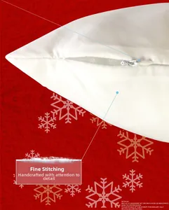 Detail of invisible zipper and fine stitching on a white Christmas pillow cover