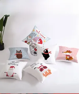 Collection of Christmas peach skin pillow covers with cartoon gnomes and winter animals