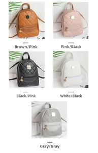Gesteppte Mini-Rucksäcke in Braun, Rosa, Schwarz, Weiß und Grau mit Gold-Details