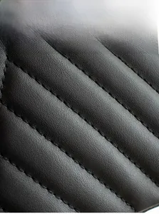 Gros plan sur la texture en cuir noir matelassé et les coutures fines d'un sac bandoulière