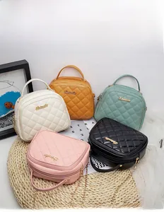 Quilted diamond lattice small square bags in five colors with gold chain straps