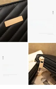 Close-up of black quilted leather texture and premium gold-tone metal zipper hardware