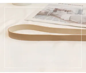 Detailed close-up of premium khaki leather shoulder strap with matte texture and fine stitching
