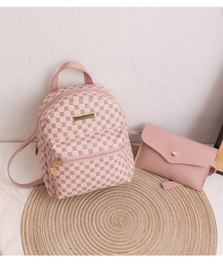 Rosa bedrucktes Mini-Rucksack-Set mit passender Klappentasche und goldenen Details