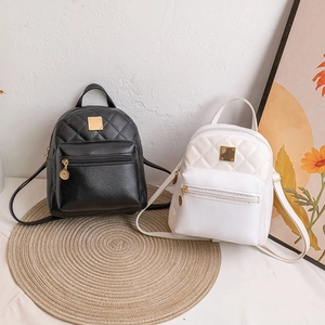 Mini Backpack Quilted Rhombus PU Leather Golden Hardware Casual Fashion Small Rucksack For Women Students