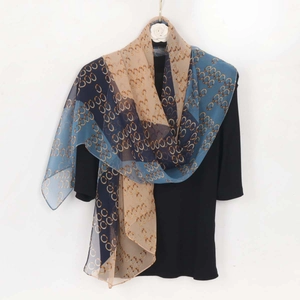Élégant Foulard En Georgette Femmes Imprimé Chaîne Géométrique Léger Respirant Protection Solaire Châle Accessoire Mode