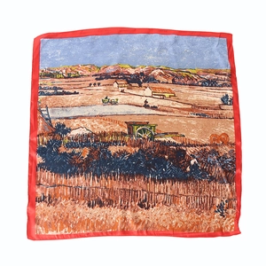 Foulard Carré Imprimé Peinture À L'huile Célèbre Artistique Écharpe En Satin Soyeux Élégant Rétro Bandana Pour Femme