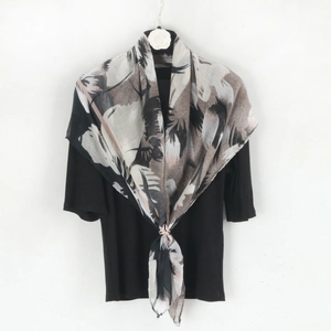 Viscose Voile Square Scarf Abstract Flower Print Lightweight Breathable Neck Wrap Fashion Accessory For Women