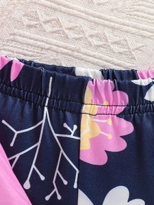 Short d'été fleuri pour filles avec taille élastique et détails de couture de qualité