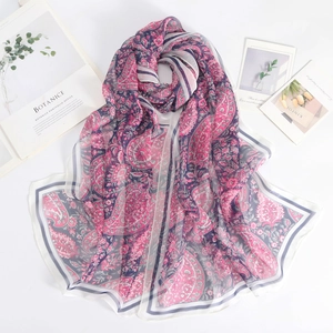 Vintage Paisley Print Georgette Scarf Shawl Breathable Lightweight Sun Protection Wrap Elegant Bohemian Fashion