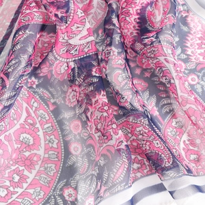 Lightweight georgette scarf with vintage pink paisley print and breathable texture