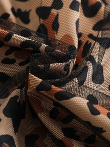 Girls leopard print tulle dress with mesh layers for a stylish summer fashion look